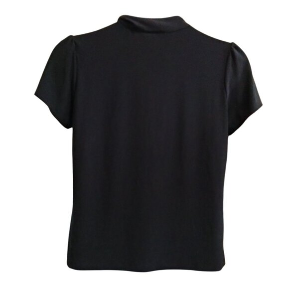 Perceptions Plus Size 2X Blouse Ruffle Button Down Short Sleeve Black Women - Picture 6 of 9